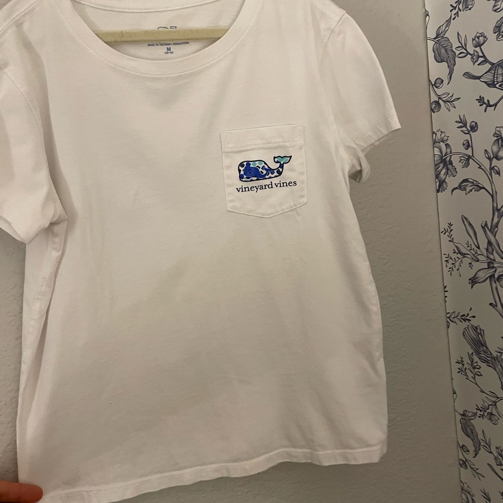 Vineyard Vines Kids White T-Shirt with Blue Whale Logo